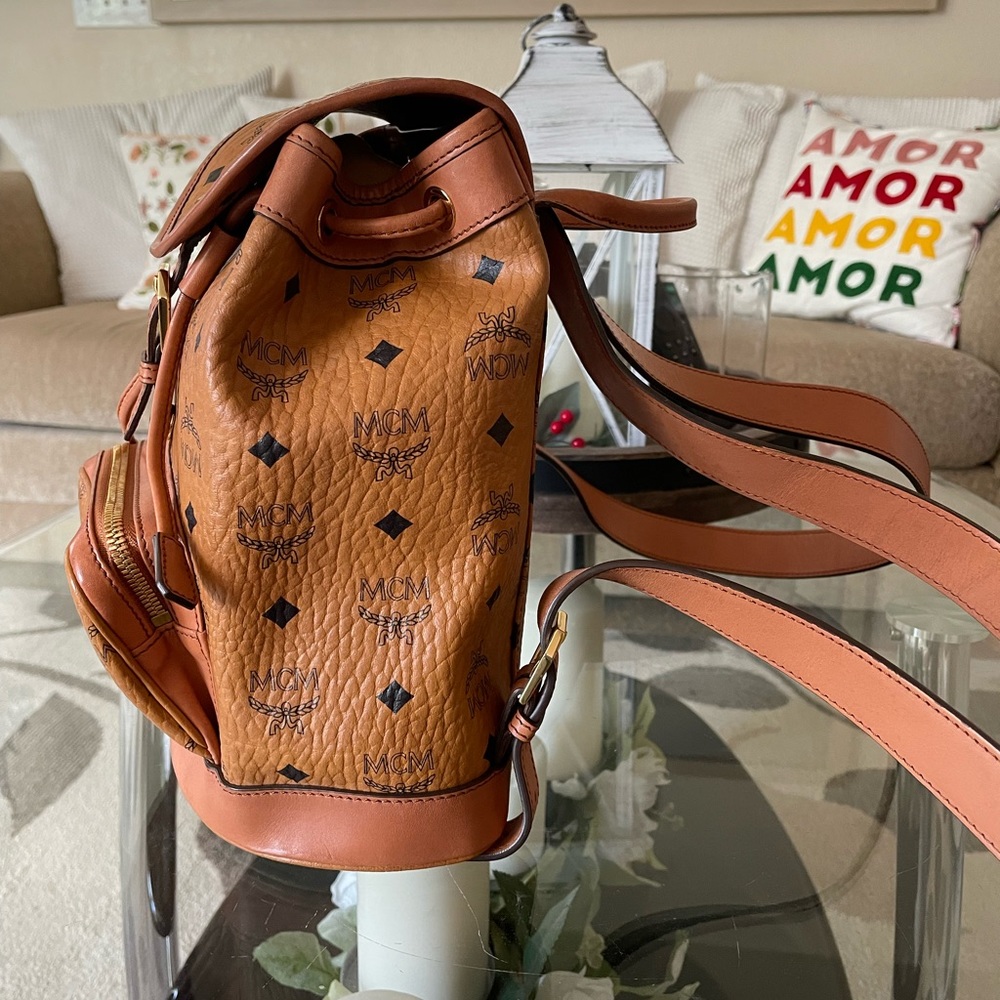 Mcm Heritage Drawstring Small Backpack Leather - image 4